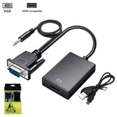 VGA TO HDMI 1080P ADAPTER WITH 3.5MM AUDIO OUTPUT JACK GREEN BOX